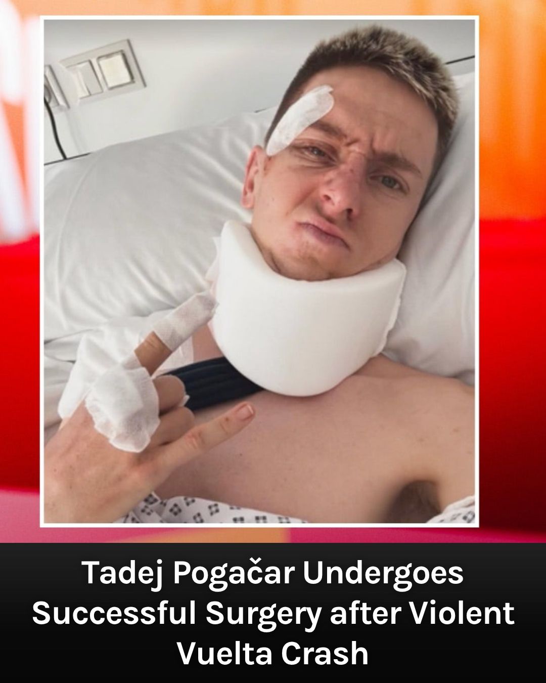 Tadej Pogačar po operácii kľúčnej kosti zostáva v nemocnici